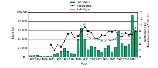 per ar och tätheten av äldre individer på nivån 15 20 individer per ar (Vähä m.fl. 2013). Laxyngel har förekommit i alla delar av Torne älv.