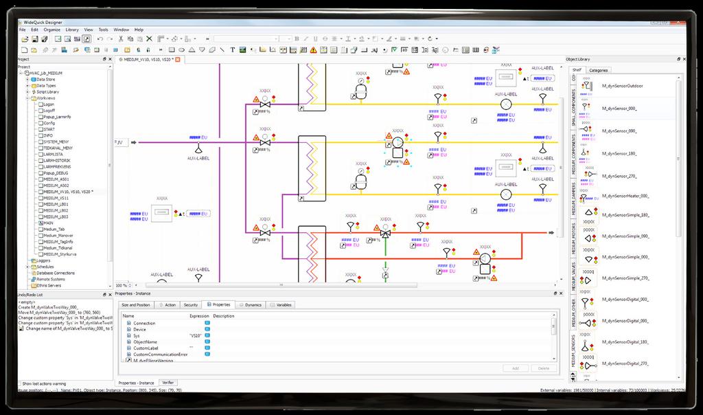 Våra utbildningar i WIDEQUICK WideQuick HMI/SCADA är en komponentbaserad, skalbar och modern mjukvara för att skapa överordnade övervakningssystem.