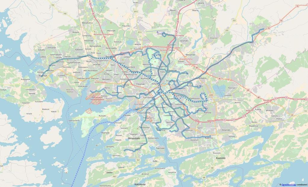 Potentiella område för av bilar Potentiella område för Stombussnätet (skiss 16.5.