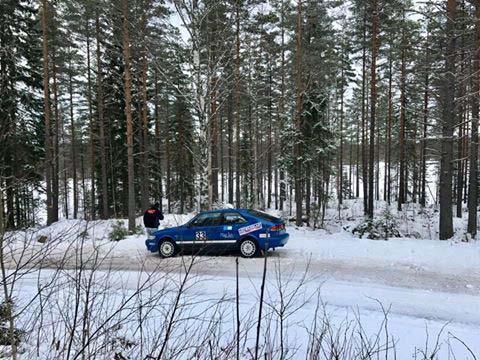 Emil Carlsson och Magnus Nilsson. 2:a i våran första SM-tävling samt första riktiga tävlingen på snö med bilen. Jättenöjda med resultatet. Körningen har flytpå bra idag.