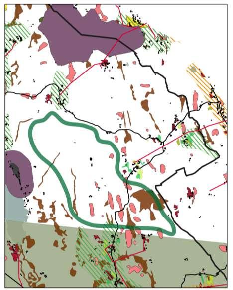 3.3.8 Område 7 - Älmeboda, areal ca 8 km 2 Relativt litet område som utgör en del av ett sammanhängande skogsbruksområde med några mindre utspridda jordbruksområden.