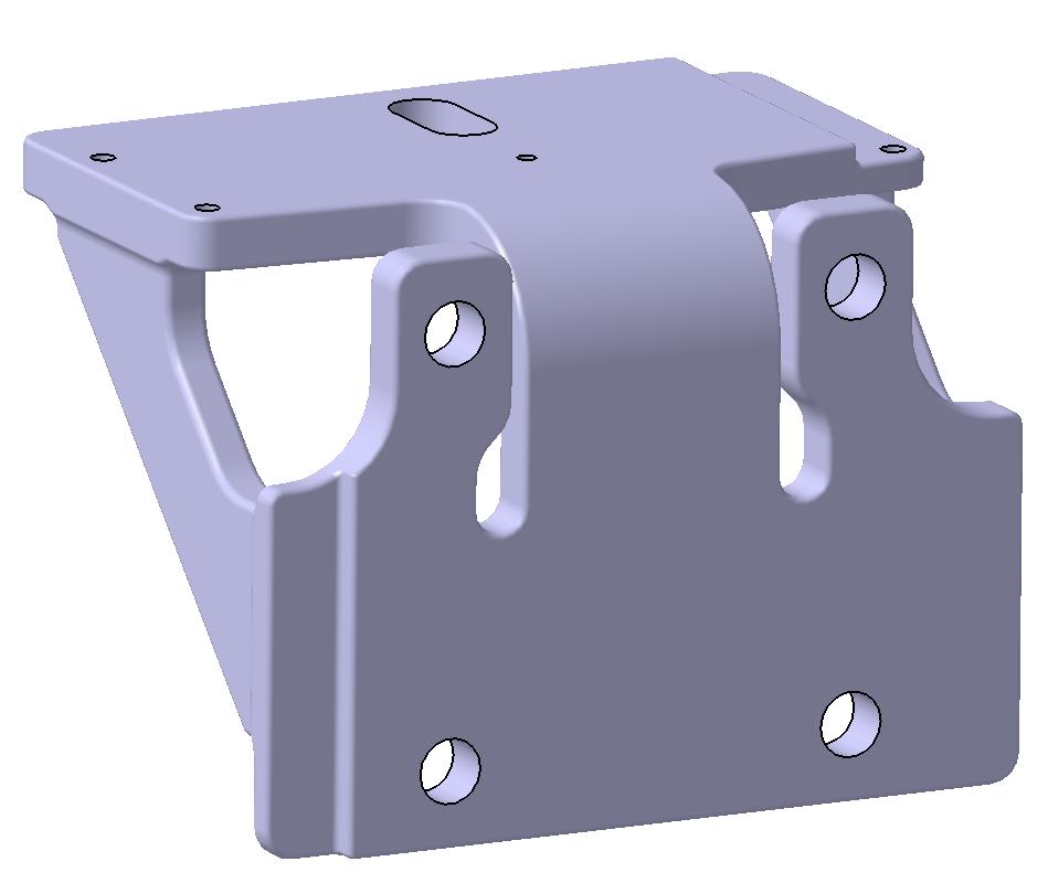 Figur 3.8 visar assemblyn av det optimerade motorfästet. Totalvikten landade omkring 12 kg och CAD-modellen blev ungefär 15 % lättare än det befintliga motorfästet.