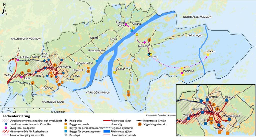 Översiktsplan 2040 Utvecklingskarta transport Utvecklingskartan för transport visar översiktsplanen förslag på övergripande utveckling av