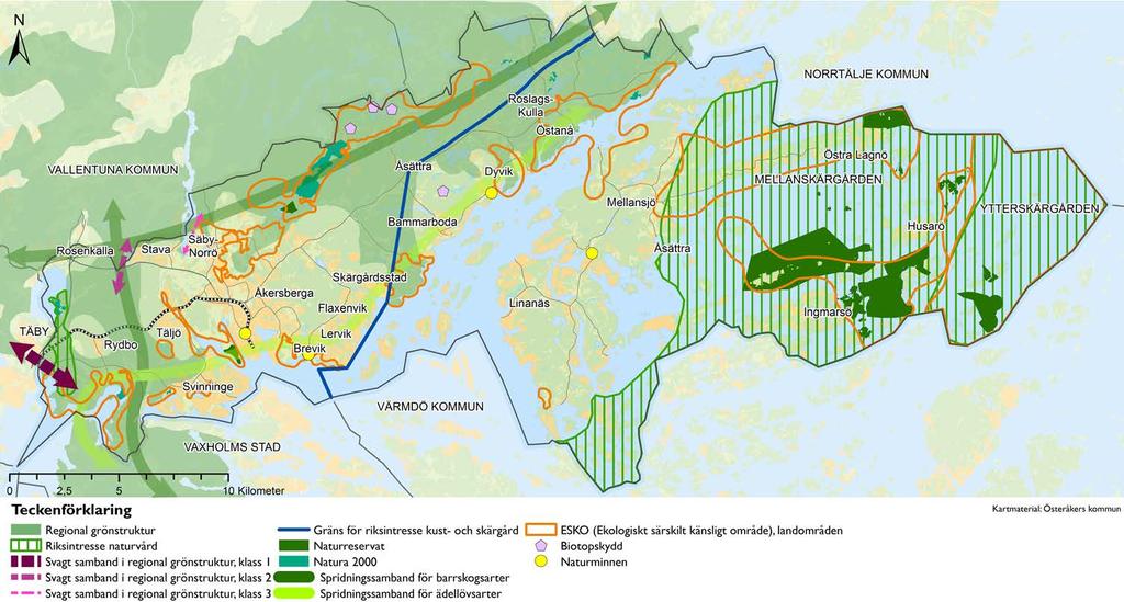 Översiktsplan 2040 Hänsynskarta naturmiljö Hänsynskartan för naturmiljö visar var i kommunen hänsyn till naturmiljön bör tas.