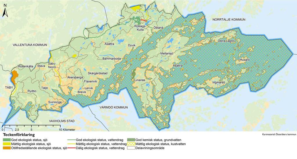 Översiktsplan 2040 Karta ekologisk status vatten Kartan vissar den