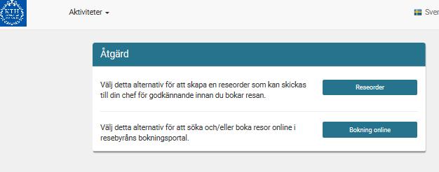 4. Skapa ny reseorder Ny reseorder skapas med snabbknappen på startsidan.