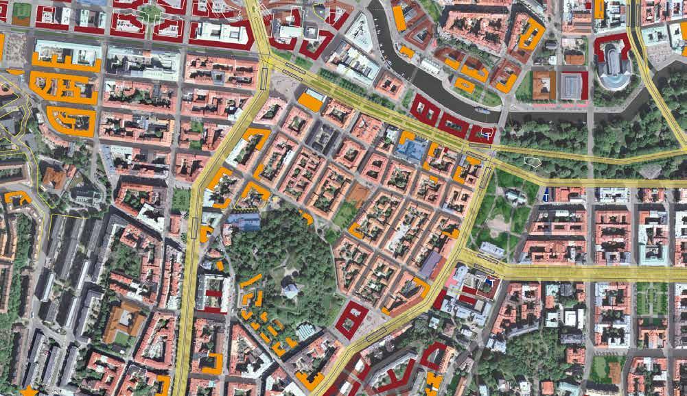 Inom stadsdelarna kan lugnare gator fungera som ett tryggt och barnvänligt sällskapsrum: (liknande Haga) Torg Torg Torg Torg P-hus Skola Förskola på en Innergård Södermalm i