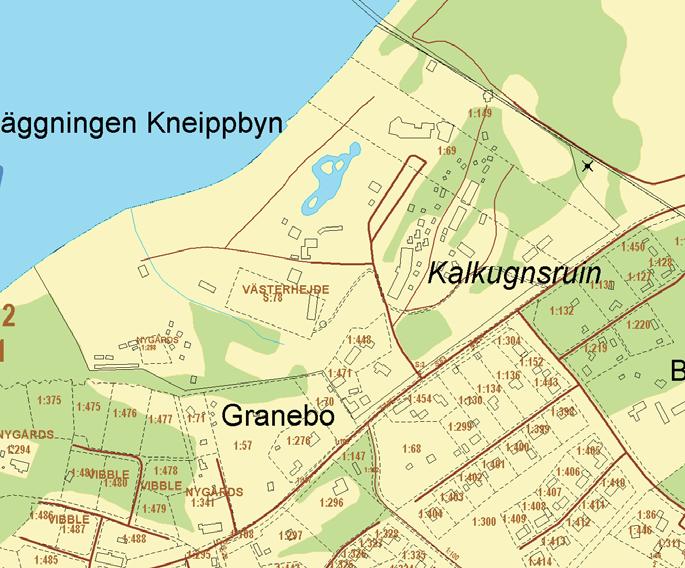 4 Markägoförhållanden Planområdet omfattar fastigheterna Västerhejde Vibble 1:2, 1:57, 1:69, 1:70 och 1:149 som ägs av Fritidsanläggningar Kneippbyn AB.