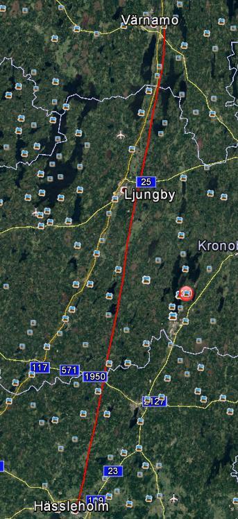 4.5.9 Värnamo-Hässleholm Sträckan mellan Värnamo och Hässleholm är dragen med avseende på Trafikverkets utredning.