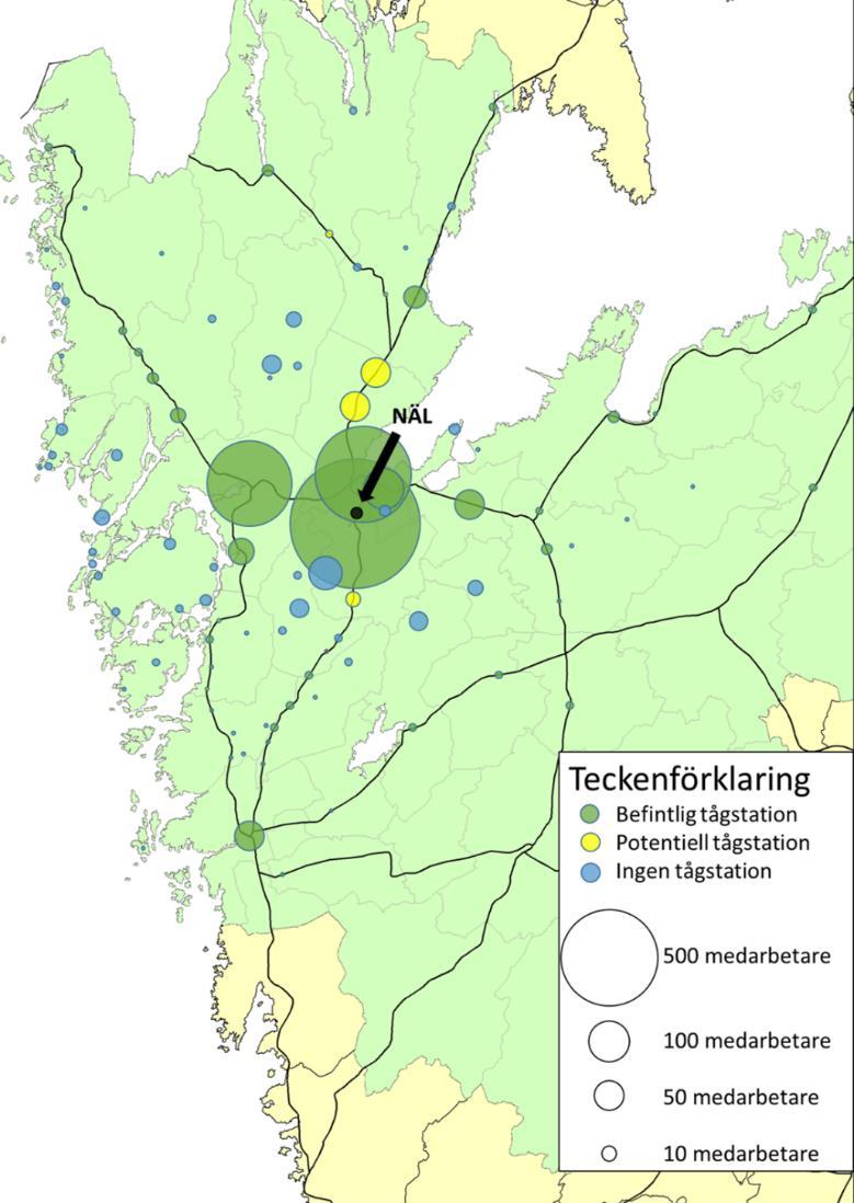 6 2. Resandeunderlag till och från NÄL 2.1 NÄL genererar totalt 6 200 resor under en dag NÄL är Sveriges femte största akutmottagning och hela sjukhuset har cirka 2 900 anställda.