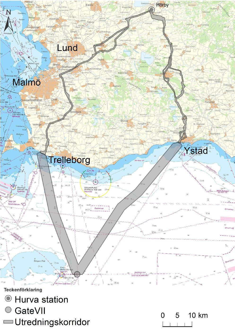 I nästa steg uteslöts den nationalpark som ligger inom utredningsområdet, Natura 2000-områden och naturreservat (på land), riksintresseområden för den nuvarande och framtida utbyggnaden av