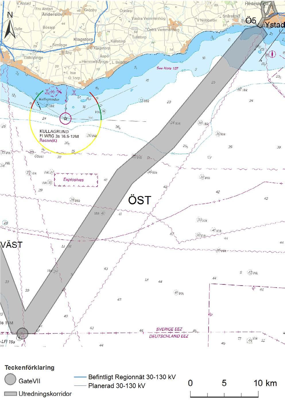 Norr om Hedeskoga delar sig stråket i tre deletapper (Ö4A, Ö4B och Ö4C, se Figur 4.13). Ö4A följer små- Figur 4.14 Utredningskorridor Öst, deletapp Ystad Gate VII, Sjödelen. Figur 4.13 Utredningskorridor Öst, Assmåsa Ystad, deletapper Ö3, Ö4A, Ö4B, Ö4C och Ö5.