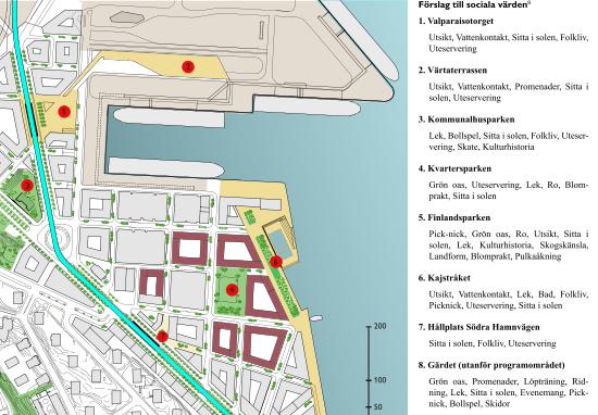 STADENS LJUD Sociotopkarta : Sociala värden / vistelsevärden för Kvartersparken i Södra Värtahamnen