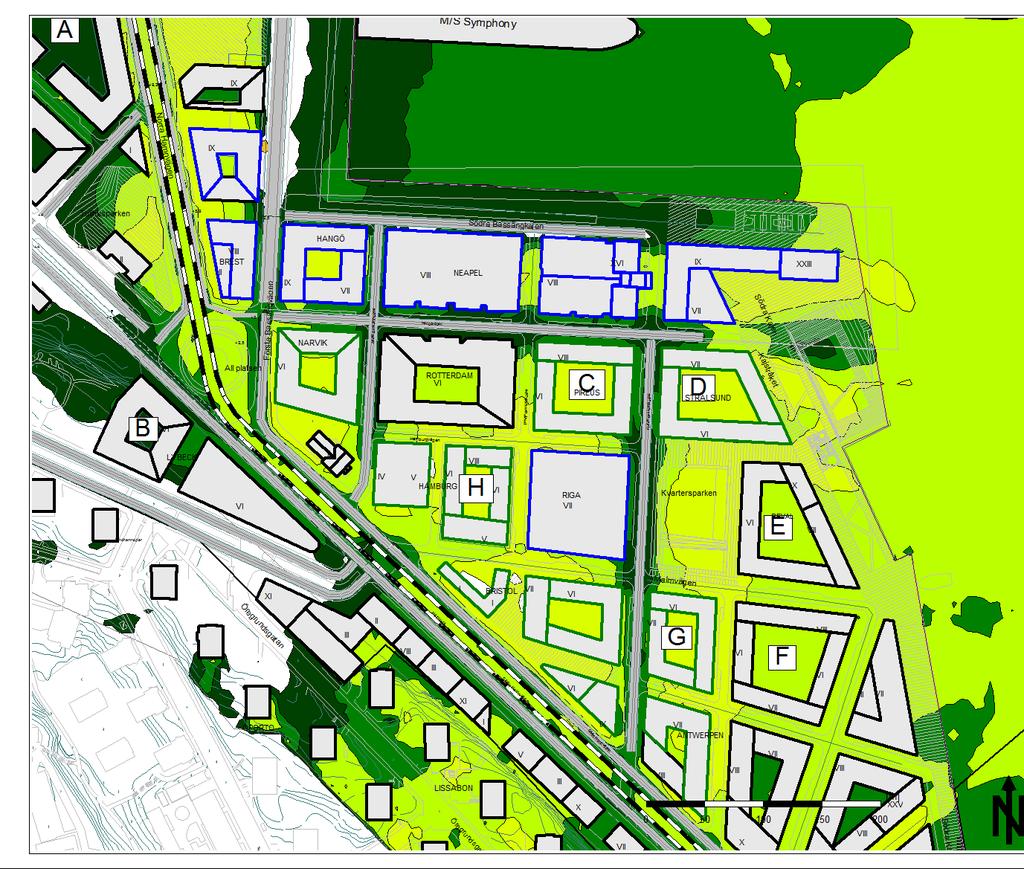 STADENS LJUD RESULTAT Resultat beräkningar efter designåtgärder lägre bullernivåer designad ljudmiljö ljudkvalitet fler bostäder täthet alternativa