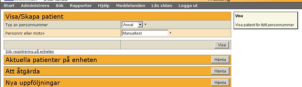 Nu öppnas uppföljningsformuläret som ska fyllas i. Fortsättning följer under rubriken Inmatning SÄBO-formulär.