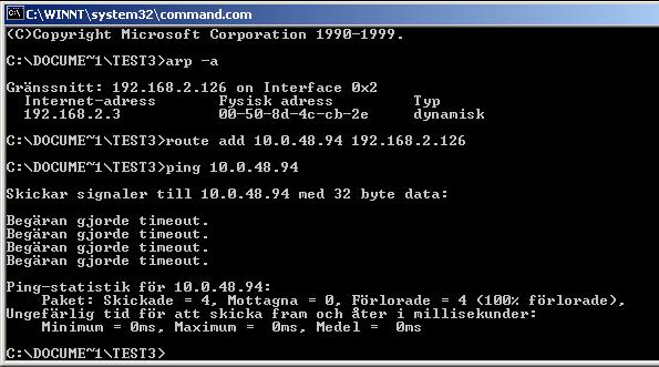 3 Kommunikation och tryck på Enter. (X.X.X.X ska bytas mot din dators IP-adress). Nu kommer din dator att fungera som en gateway för ER-ipx2. -p i kommandot betyder inställningen blir permanent.