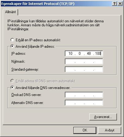 3.1 Byta IP-adress i Windows 2000 och XP Högerklicka på Ikonen Mina nätverksplatser på skrivbordet och välj Egenskaper.