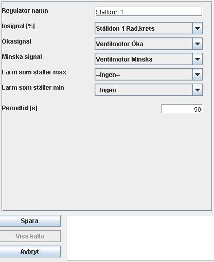 6 Regulatorer Det ena ställdonet i regulatorn vi konfigurerade tidigare har en trelägesmotor. Vi börjar med att sätta ett namn. Välj vilken kanal som skall vara styrsignal.
