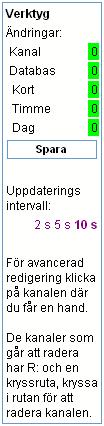 11 Kanaler och Parametrar När du markerar någon av rutorna för Tim och Dygnsdatabaserna reserveras den första lediga kanalen för detta.