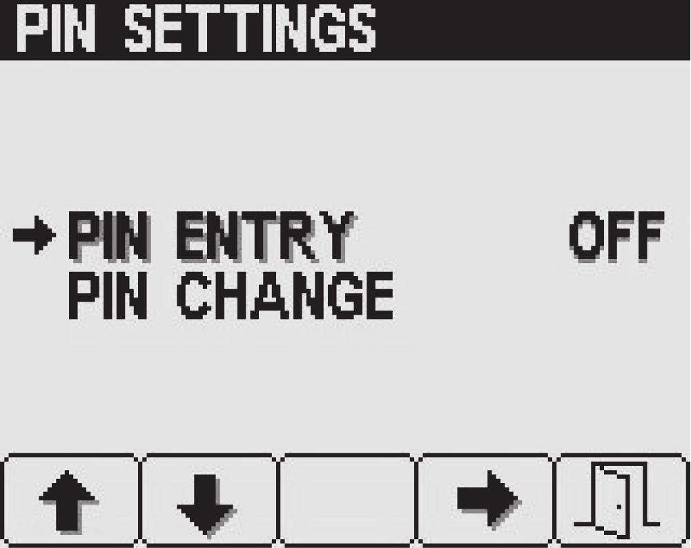 Tryck på knapp 5 för att spara inställningen, stäng skärmen PIN-KODSINSTÄLLNINGAR och återgå till skärmen DISPLAY.