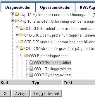 och på besöksregistreringen. 6.10.2 Egna favoriter i diagnossättning I diagnossättning kan man spara de koder man mest använder som sina egna Favoriter. Dessa favoriter tillhör en användare.