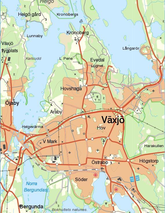 Växjö - tätort1964 i södra Smålands