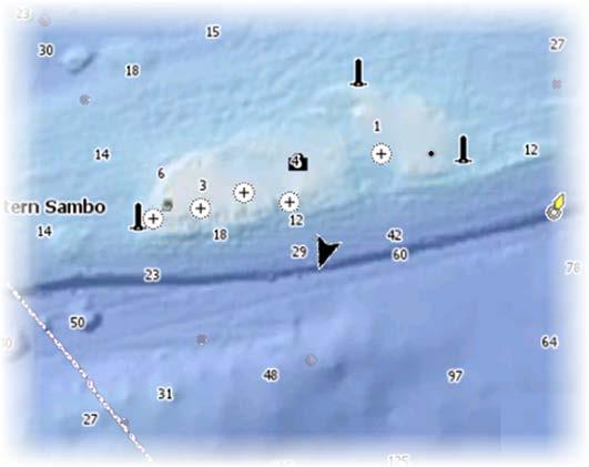 Specifika alternativ för Insight- och C-MAP-sjökort Orientering, Framförhållning, 3D och ändra Kartkälla (beskrivs