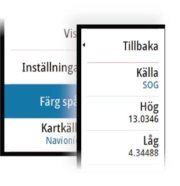 Spår kan färgläggas på två sätt: Välj ett spår i dialogrutan Spår och ange färg för hela spåret i dialogrutan Redigera spår.