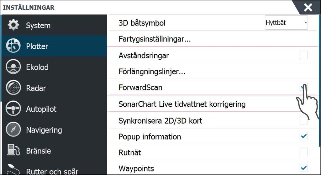 ForwardScan-förlängningslinjer 1 Röd Kritiskt 2 Gul Varning 3 Grön Säkert Du visar ForwardScan-kursförlängningslinjer på