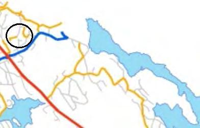 Den gula vägen inom markeringen i figur 2 är en ny dragning av lokalstråket som i Cykelplan 2009 följer Högmoravägen till Snösätravägen.