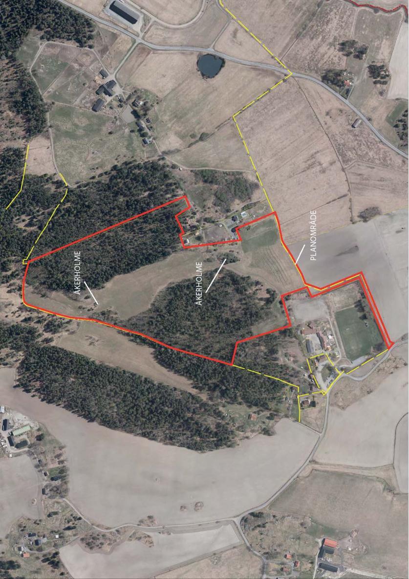 Områdesmiljö - bebyggelsestruktur NATUR Mark och vegetation Planområdet är oexploaterat och består av åker och skog.