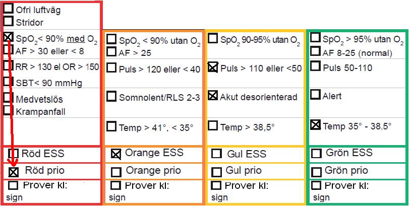 12. Process Högsta färg på A, B, C, D, E, eller ESS ger slutgiltig prioritering och process.