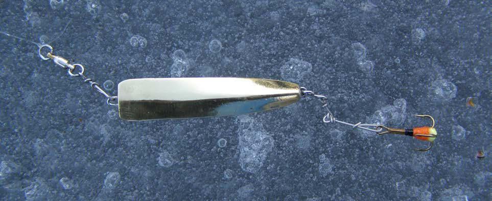 Vid isfiske fiskar jag som regel med 0,25 mm nylonlina av den stummare typen, då jag upplever att mjuk lina ger för dålig kontakt med pirken.