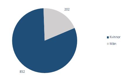 ÅLDERS- OCH KÖNSFÖRDELNING Av de tillsvidareanställda är 43,3% 50 år och däröver. Medelåldern är 46,3 år. Könsfördelningen bland kommunens tillsvidareanställningar är 80,9% kvinnor och 19,1% män.