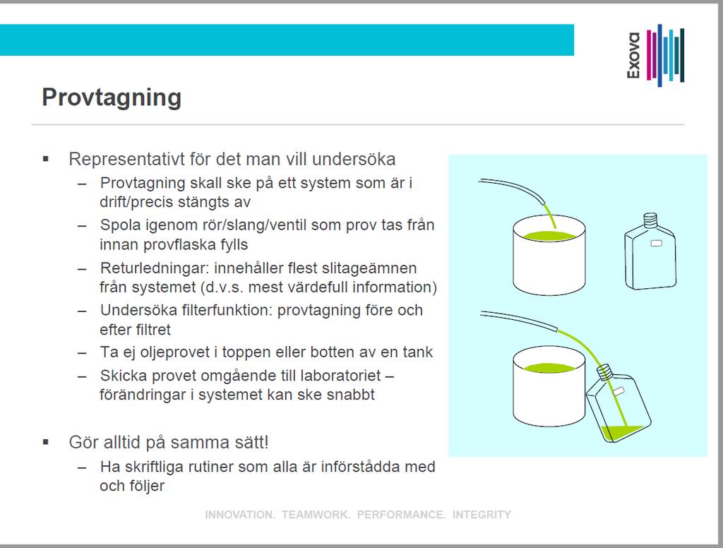 Dessutom kan oljans färgförändring vara svår att tolka, visade på ett exempel där oljan först blev mörkare för att plötsligt bli ljus till färgen innan nedbrytningen gjorde