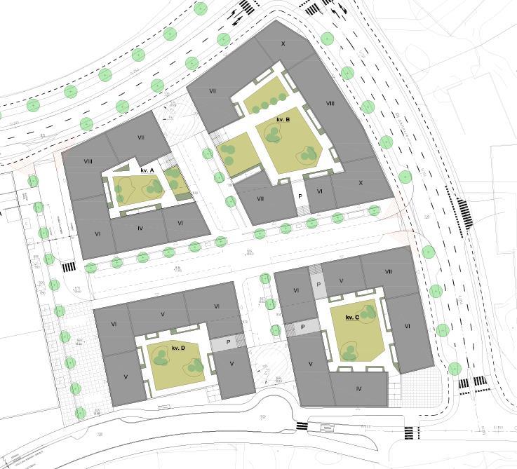 Bostäder och lokaler I det nya bostadsområdet planeras det byggas 380 lägenheter i varierande storlek.