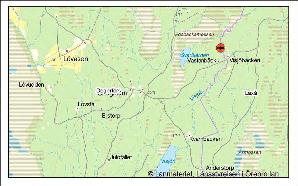Elfiskestationen i Visjöbäcken. Å mellan Östra och Västra Laxsjön, 121-249 Vid fisket fångande 3 gäddor.