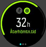 Återhämtningstid Återhämtningstiden är en uppskattning av hur många timmar kroppen behöver för att återhämta sig efter träning.