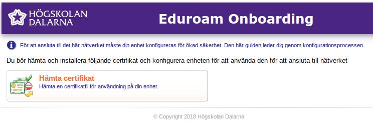 När du loggat in visas följande sida.