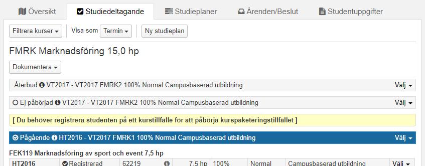 till ett annat. Programtillfälle från NyA Hantering: 1. Lägg återbud på det programtillfälle som studenten blivit antagen på i NyA. 2.