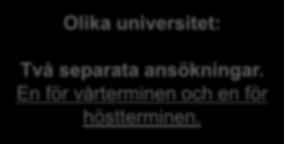 du vill studera vid olika universitet måste du kolla upp att terminstiderna inte krockar.