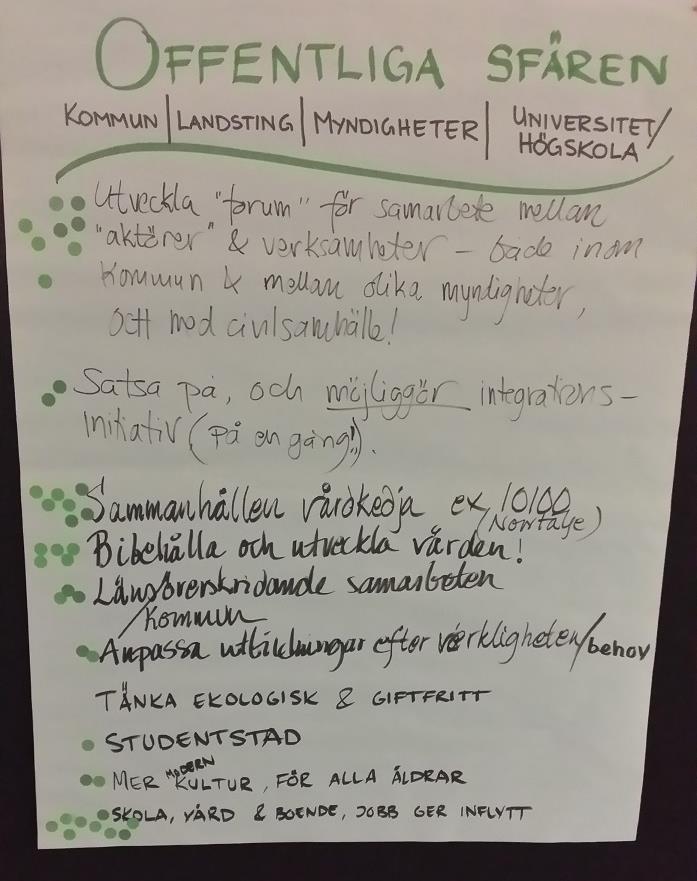 Offentliga sfären, kommun/landsting/myndigheter/universitet/högskola Skola, vård, boende och jobb ger inflyttning.