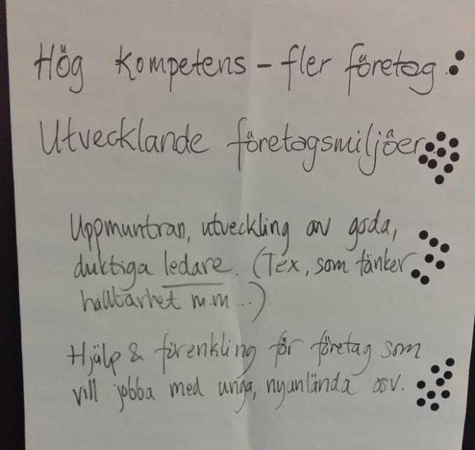 Prioritering med pluttar (siffra inom parentes) utifrån vad som är mest intressant för den som inte varit med på seminariet. Privata sfären, näringslivet.