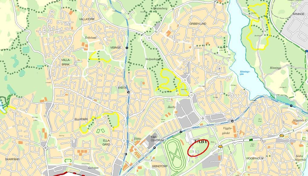 Aktuell detaljplan ligger i den centrala delen av Täby parkområdet och gränsar i öster mot den andra etappen (pågår