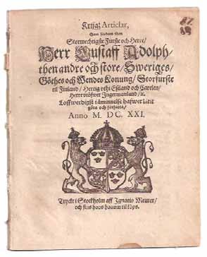 öfwer honom här i Stockholm fällte laga sentens och domb. Stockholm, salig Wankifs änkia, 1701. 4:o. 8 sidor. Tagen ur band. Handskriven notering på titelsidan. Warmholtz 5320.