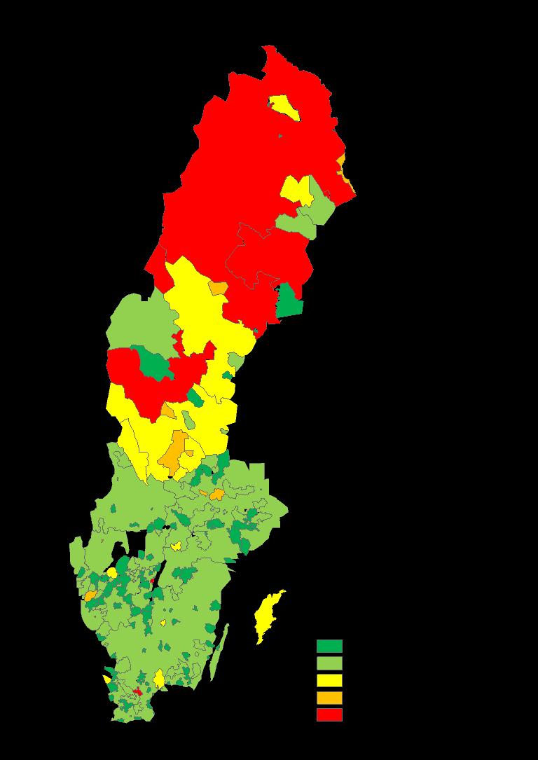 Figur 8 Genomsnittligt antal avbrott längre än 3 min per kund per nätområde under 2016 Störst påverkan på leveranssäkerheten har större väderhändelser. Året 2016 var relativt lugnt vädermässigt.