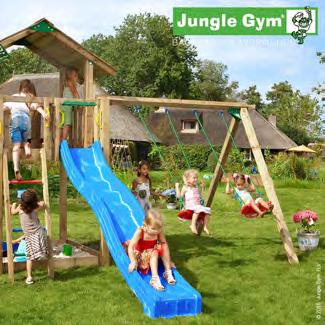 Jungle Gym Chalet lektorn med gungmodul och 2 gungor Jungle Gym Chalet påminner lite om farliga äventyr i de schweiziska alperna. Tornet har en spännande uppbyggnad med många stimulerande möjligheter.