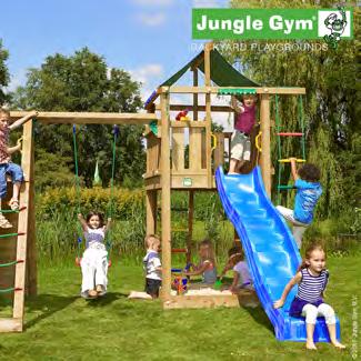 Jungle Gym Lodge lektorn med klättermodul och 1 gunga Utmanande lektorn med massor av rolig lek Jungle Gym Lodge är ett lektorn i mellanstorlek med en öppen struktur, där det också finns tillgång