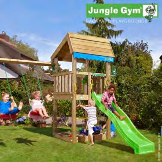 Jungle Gym Home lektorn med gungmodul och 2 gungor Detta klassiska lektorn med modernt tak passar bra till den moderna familjen och trädgården.