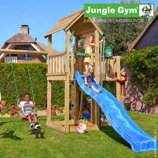 Jungle Gym Mansion lektorn med gungmodul och 2 gungor En avundsvärd lekplats med stor plattform Jungle Gym Mansion ger anledning till avundsjuka på många lekplatser och är ett stort, klassiskt